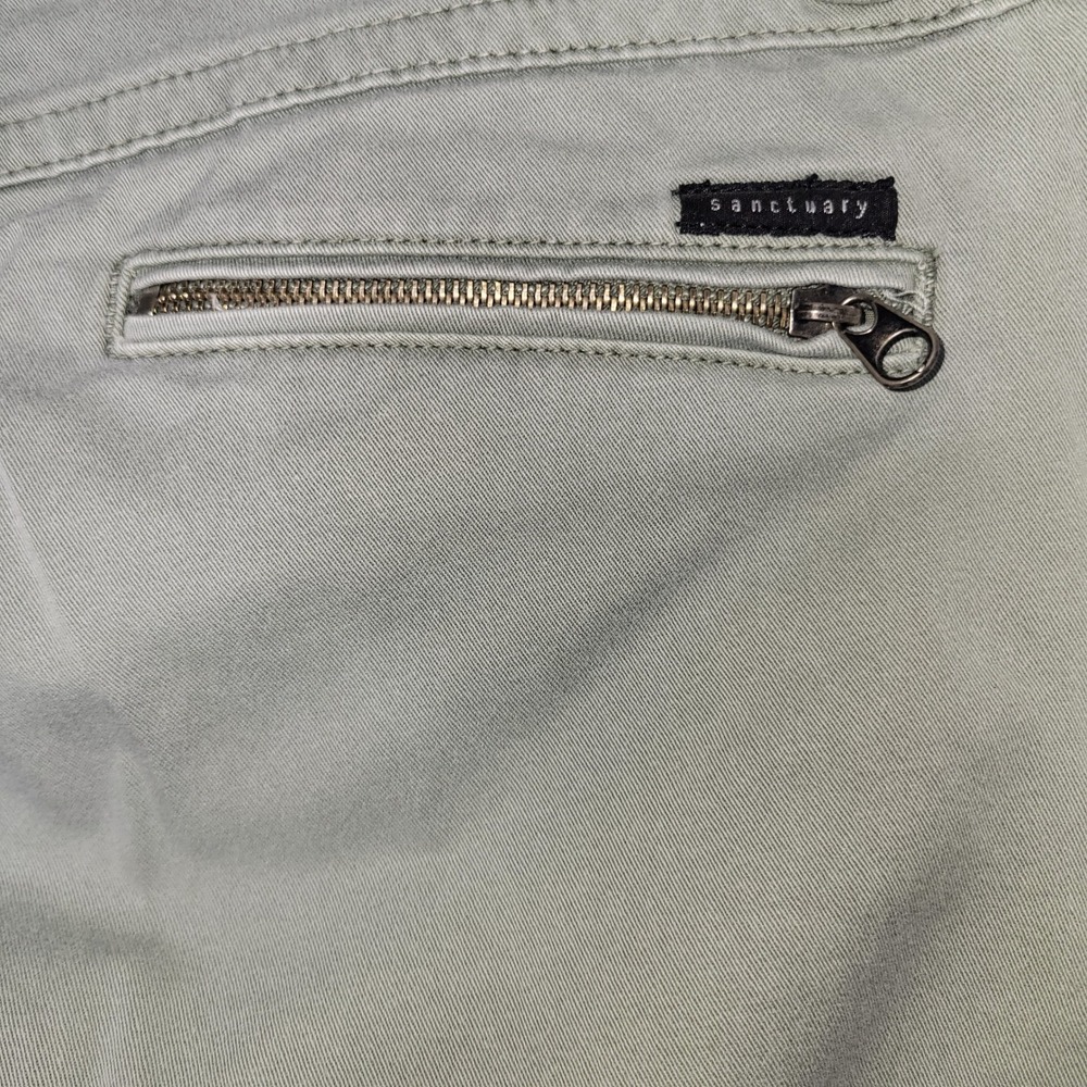 Sanctuary for Anthropologie Sage Green Skinny Moto Pants w/Ankle Zip - Picture 4 of 7